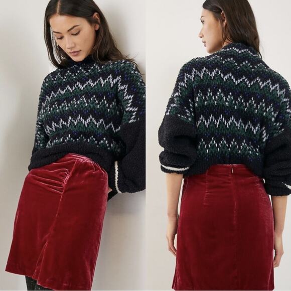 Anthropologie Velvet Mini Skirt Raspberry NWT - Picture 1 of 13